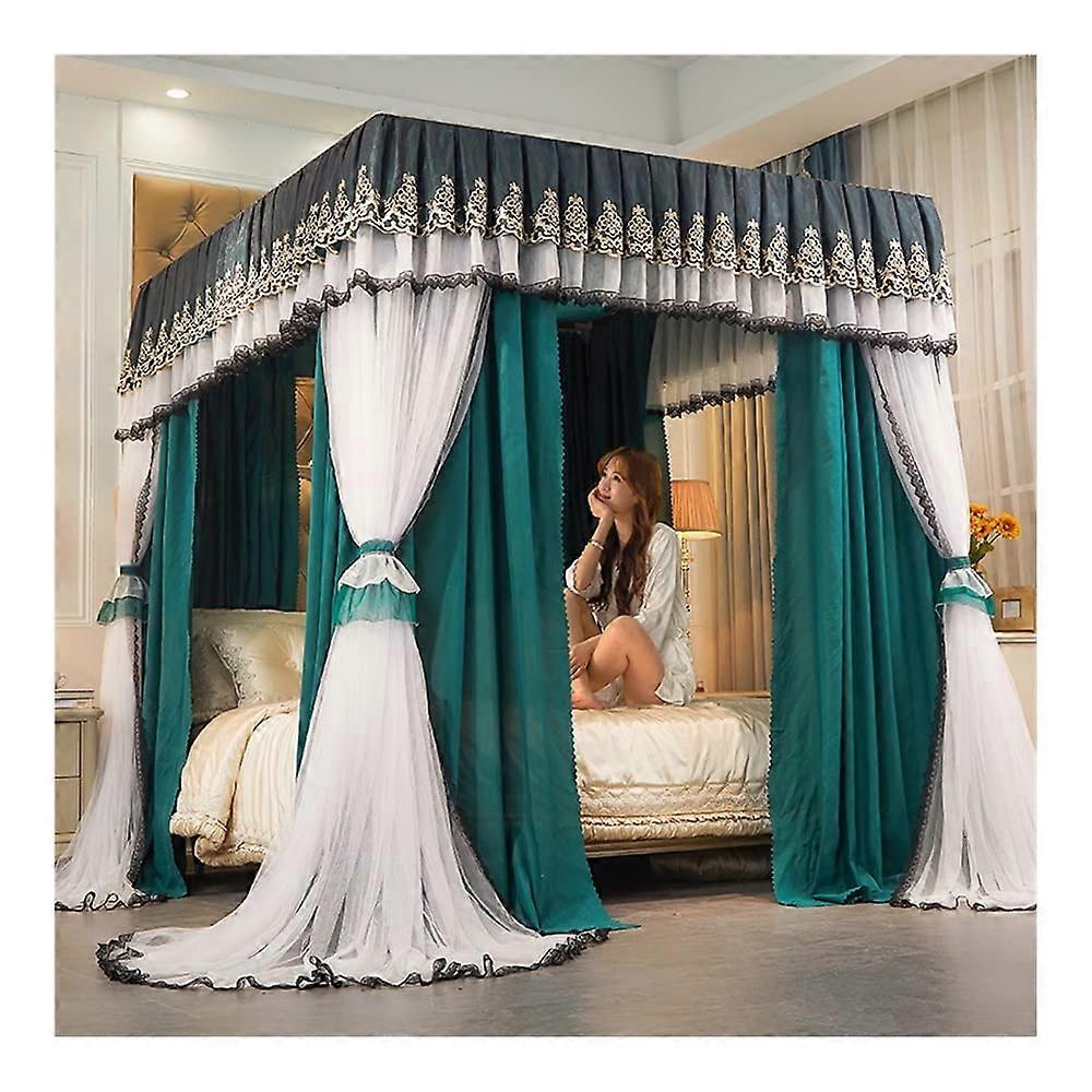 Mosquito Net for 1.8m Wide Queen Bed Canopy With 4-Poles, Windproof and Darkening, Bed Curtain, Style 1, 1.8x2.2x2m
