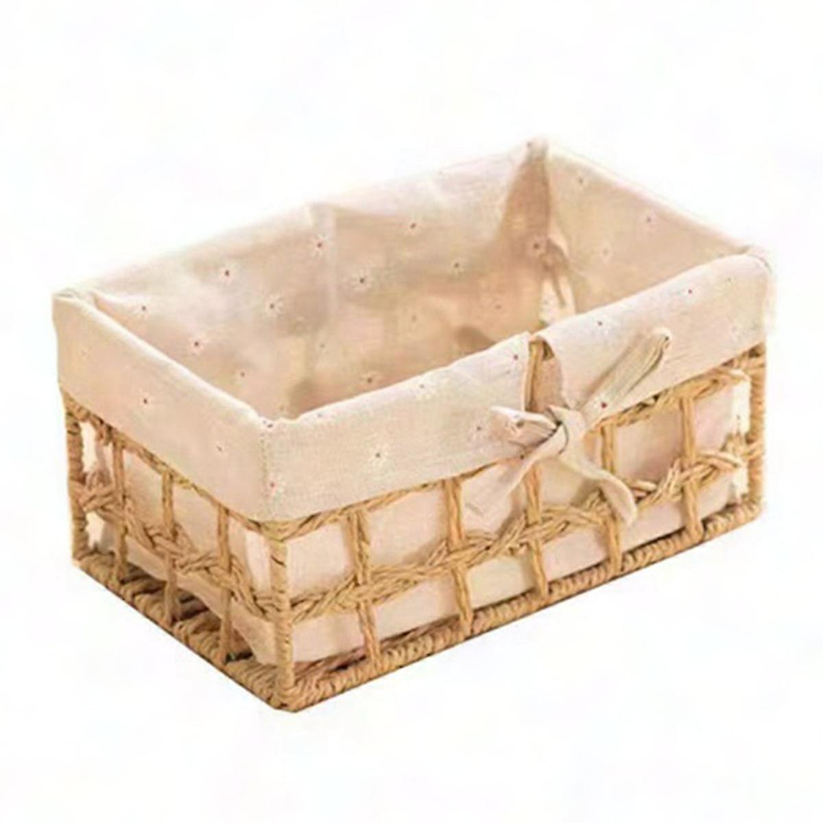 Hand-Woven Wicker Storage Basket Rectangular Paper Rope Box