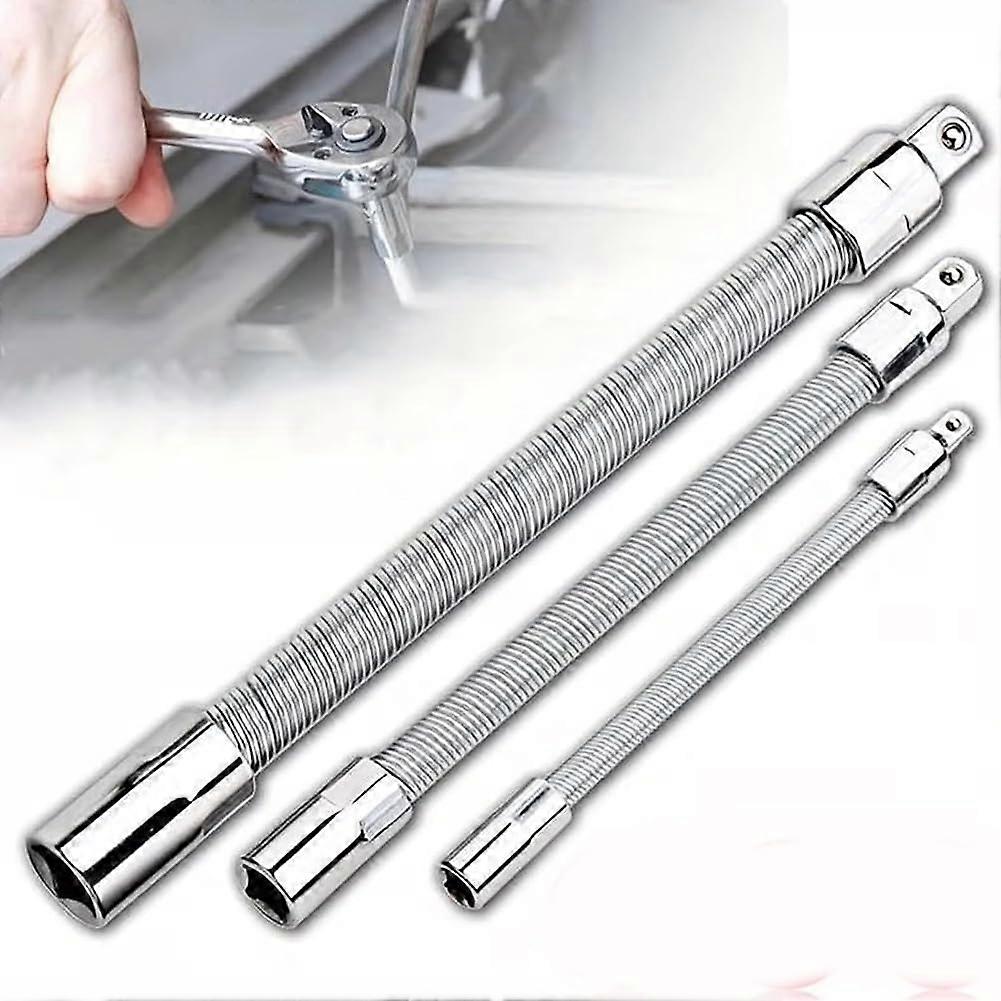 Electric Wrench Socket Set, 3Piece Bendable Flexible Shaft Steel Bits For Electric Drill, 1/4 In, 3/8 In, 1/2 In