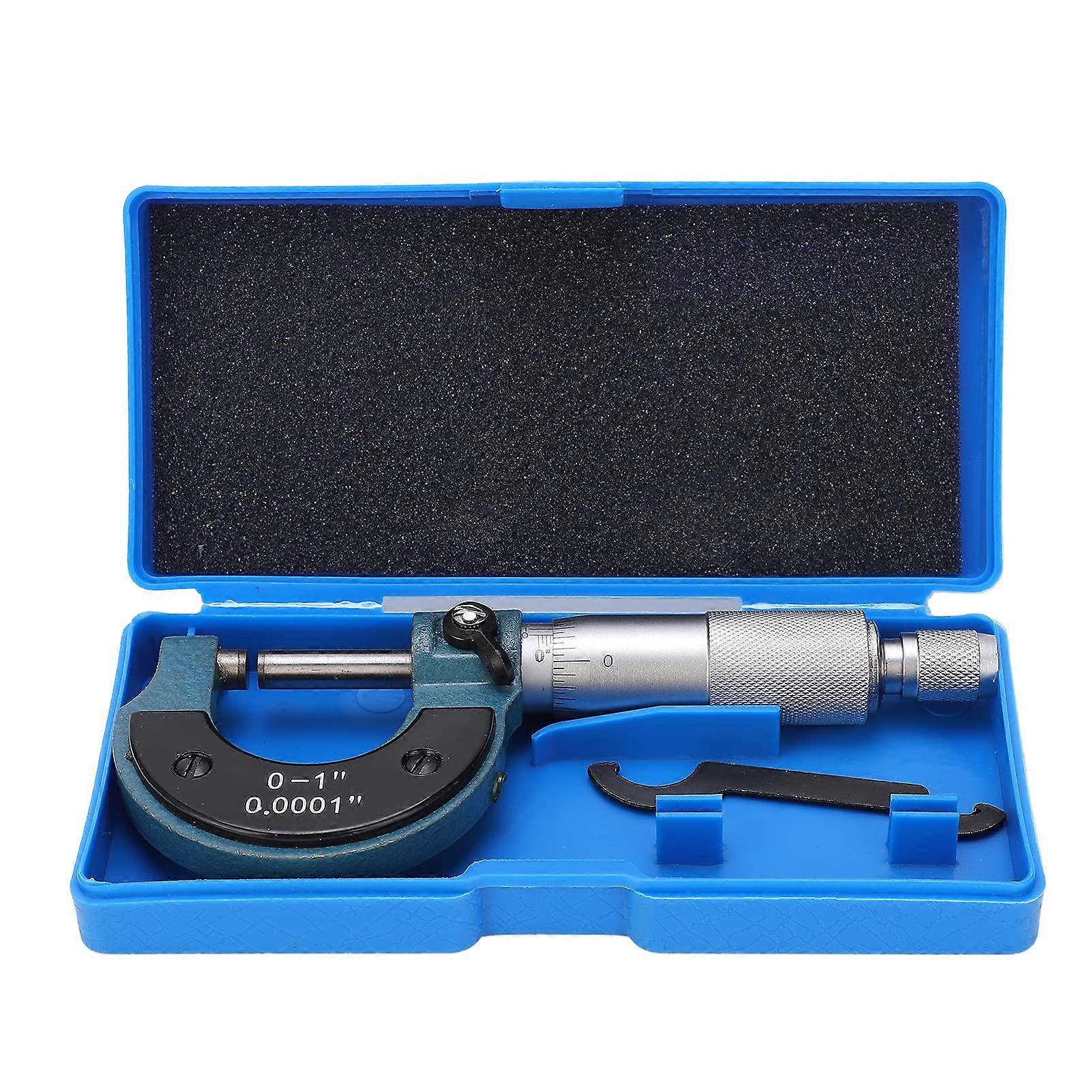 0.0001 Inch External Micrometer, 025 mm/01 Inch, Clear Scale, for Mechanics and Jewelers