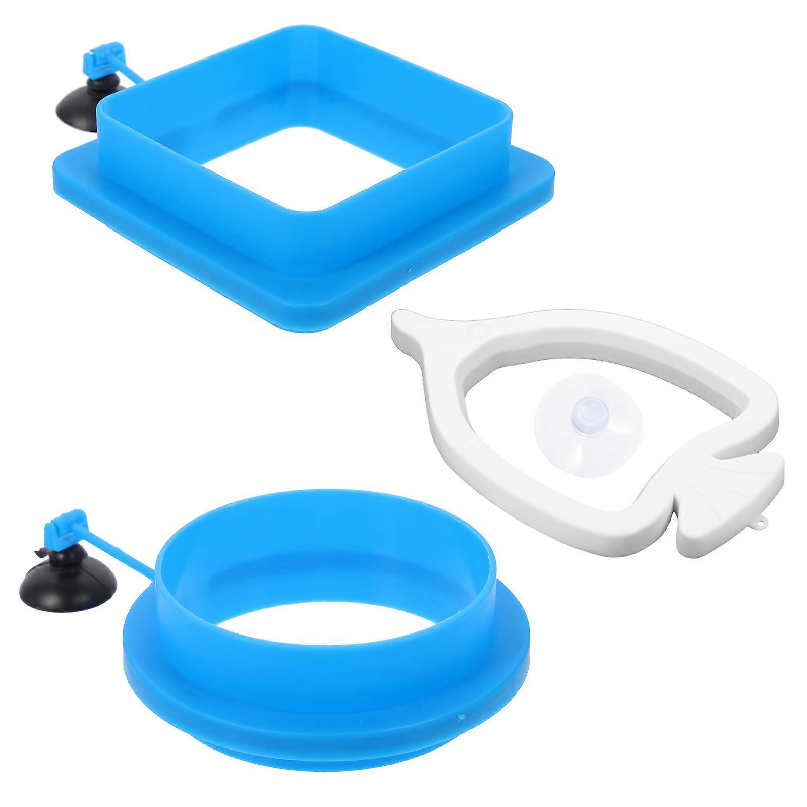 Aquarium Feeding Circles Float on Water PVC Material Blue 3Pcs