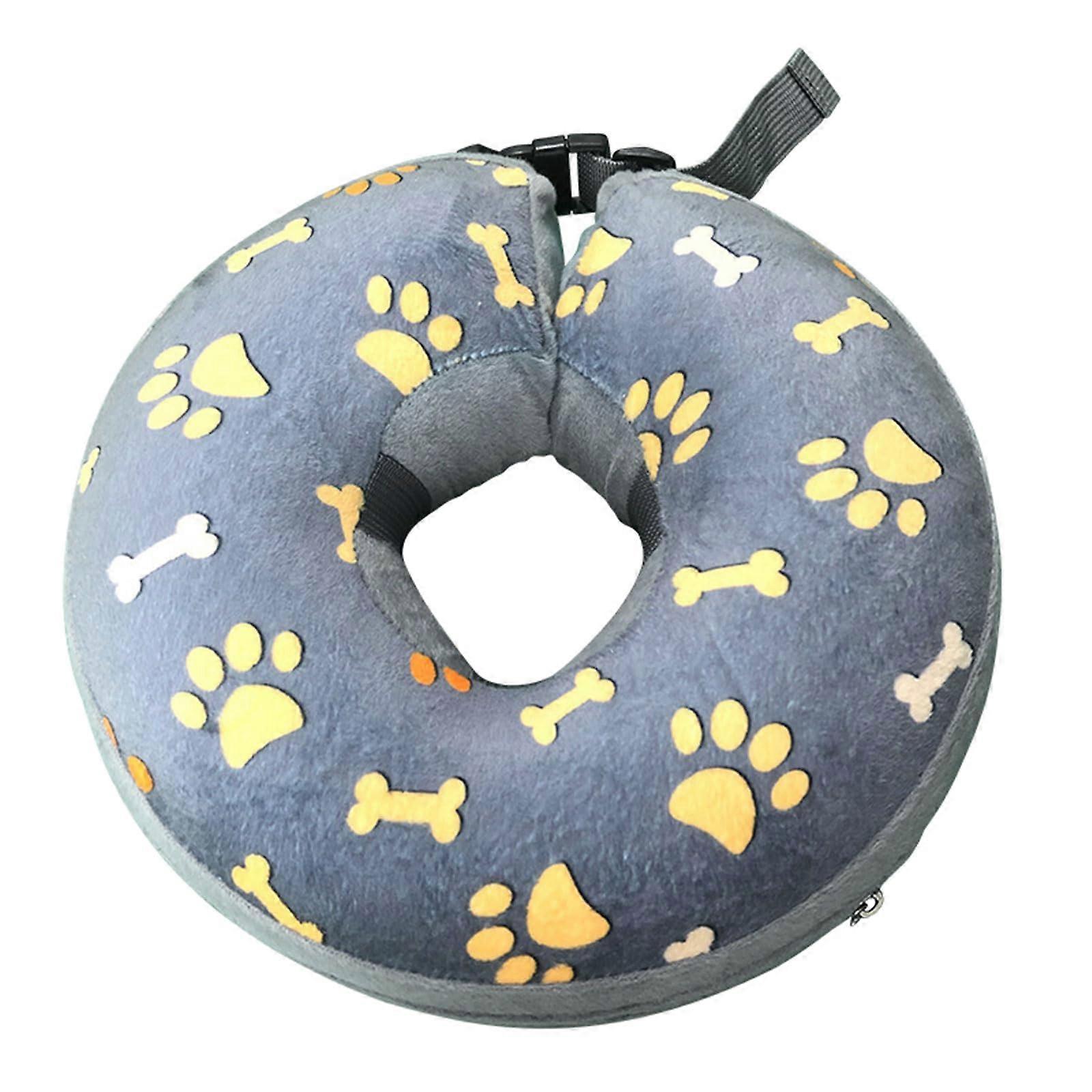 Comfortable Inflatable Dog Cat Recovery Collar Easy to Eat and Drink Soft Lint 13 cm Grey