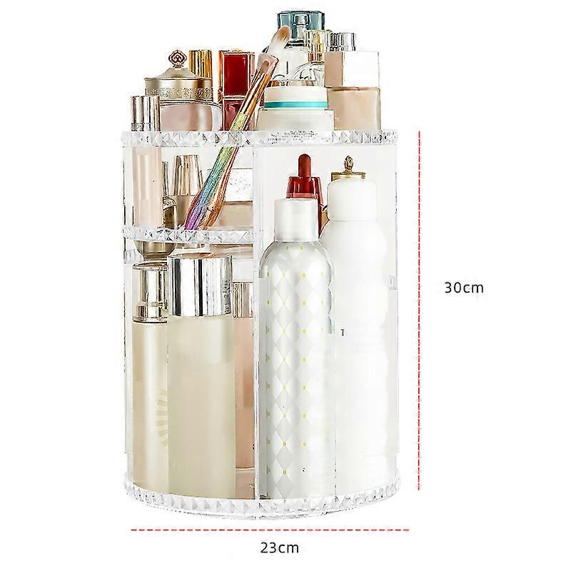 Makeup Tools Storage Box Transparent 360 Degree Rotatable Large Capacity Cosmetic Organizer