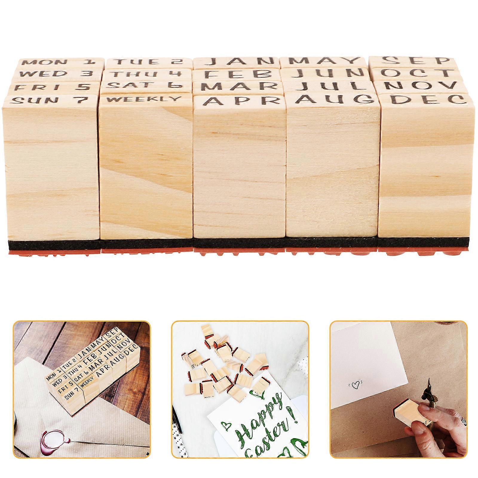 Stamp Monthly Scrapbook Stamps Calendar Plan Stamp Classroom Decor Wooden Craft Scrapbook Stamp Diy Projects 1Set