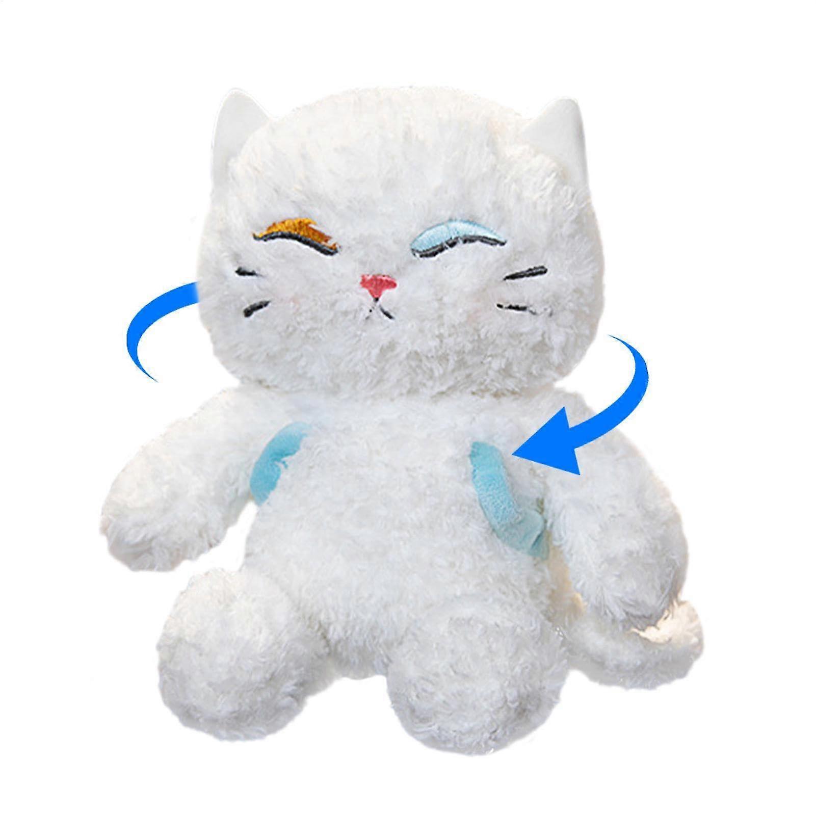 Plush toys for cats, plush cat toy Rotatable head stuffed cat Plush toy for lively rotating plush toys for sofa, bed, couch, home, white
