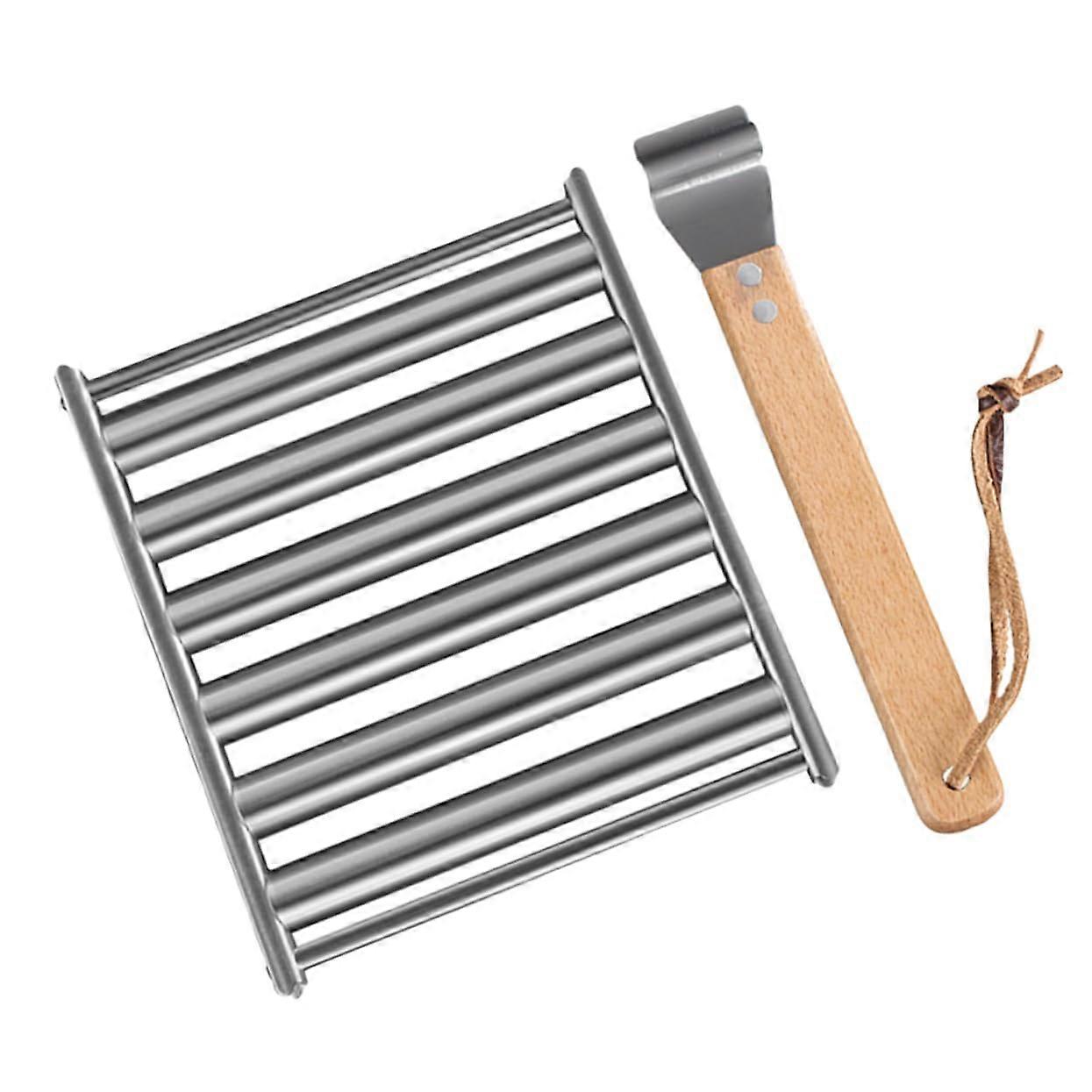 Sausage Roller for Grill, Robust Stand with Wooden Handle, Ideal for BBQ
