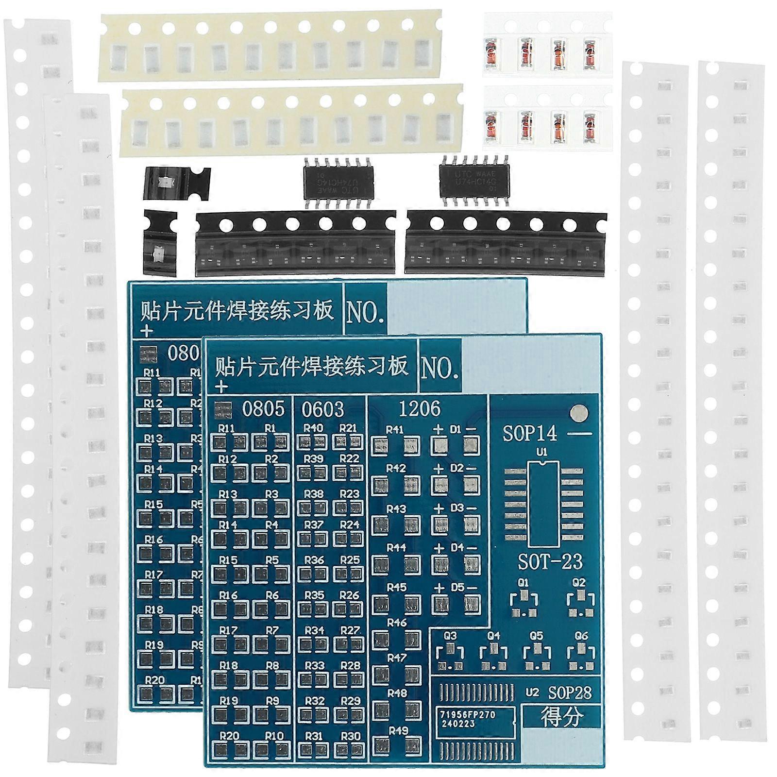 2 Sets Soldering Practice Kit Soldering Plate Component PCB Board DIY Kit