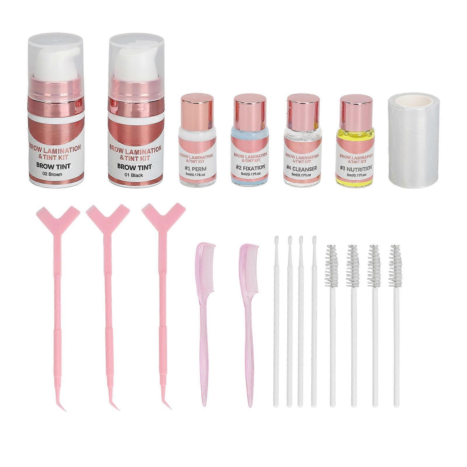 2 in 1 Brow Lamination and Tint Kit Semi Permanent Eyebrows Lifting Coloring Kit Black Brown