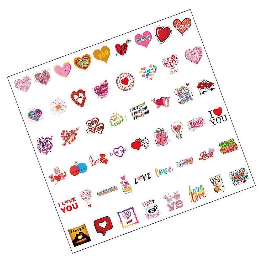 Decorative Valentine's Day Stickers Heart Graffiti Assorted Color PVC Waterproof Couples 50Pcs