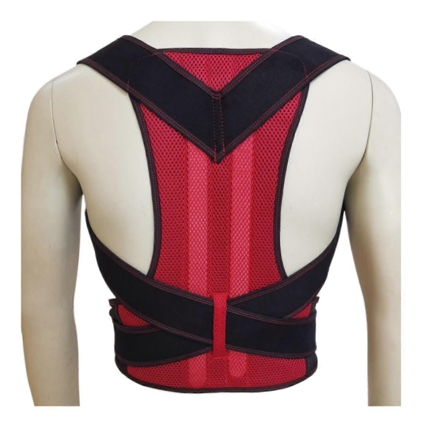 Back Support Posture Corrector Full Back Support Belt Brace Trainer Shoulder Back Support Belt L Rosso