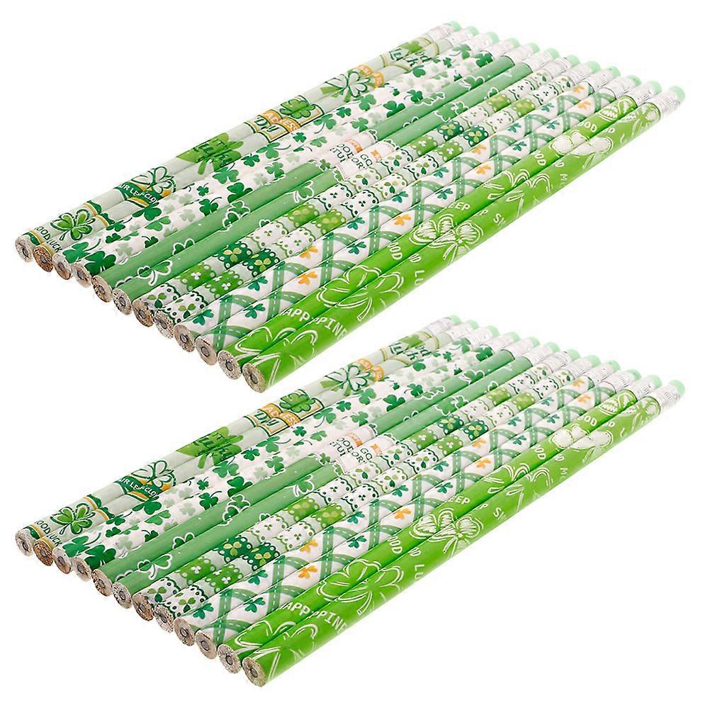 24pcs Four Leaf Pencil Fun Pencils Small Cute Pencils With Rubbers Drawing Wooden