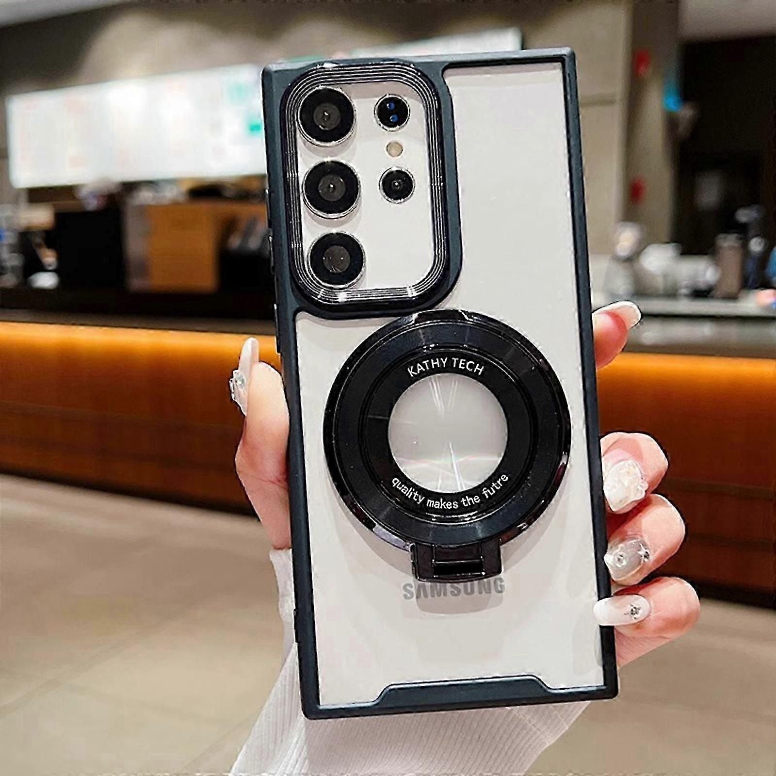 جراب شفاف S24 Plus مع حامل مغناطيسي متوافق مع MagSafe ، حافظة هاتف Galaxy S24 Plus الواقية من الصدمات مع مسند