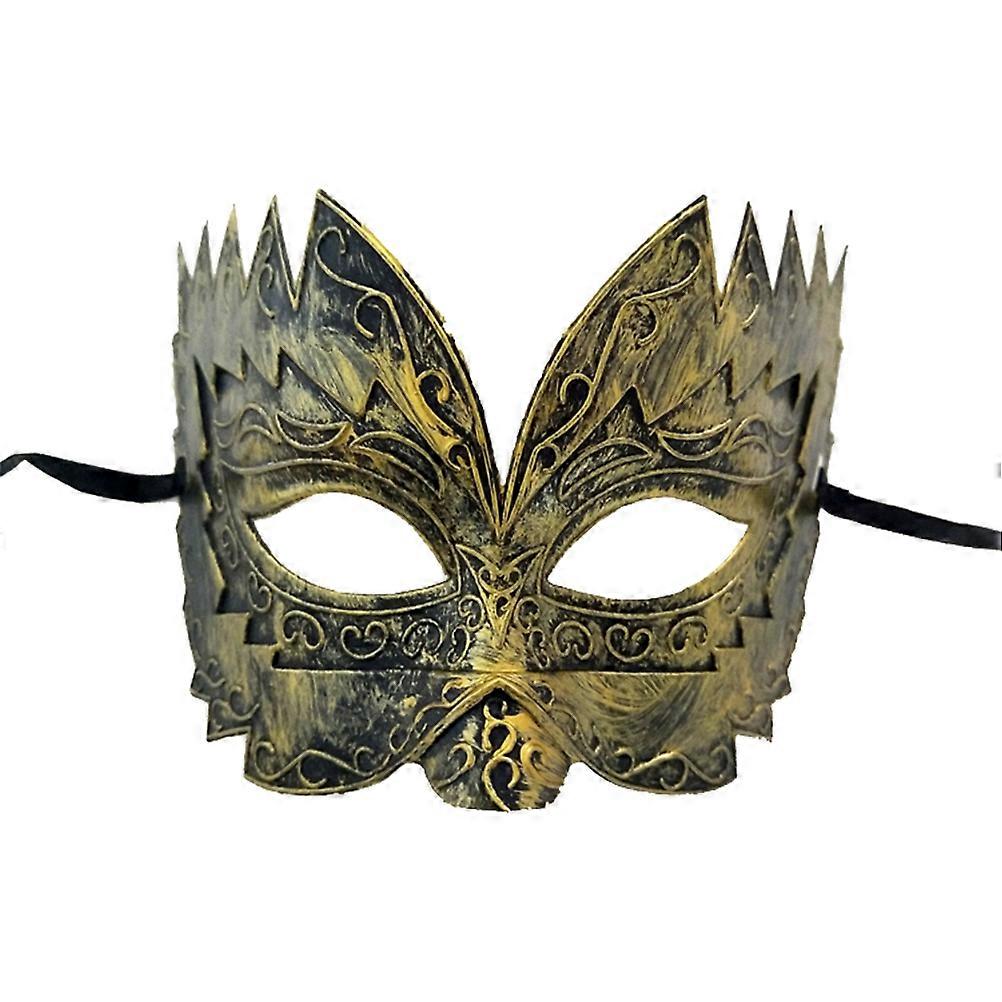 Half Face Mask Vintage Design Masquerade Party Performance Dancing Party Golden 23.5 x 14 x 5cm Costume Prop 2Pcs