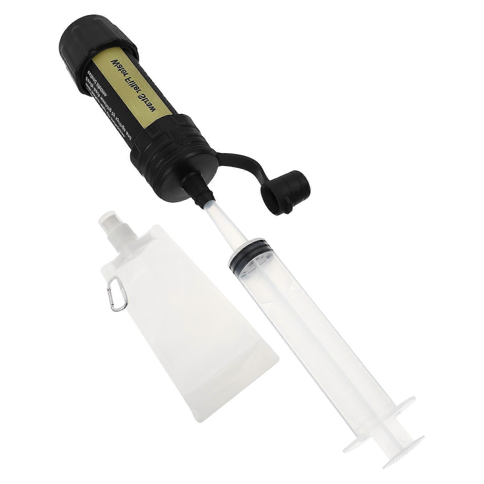 Camping Water Strainer Portable Water Cleaner For Mountaineering And Emergency Situations 3.4X14CM Black Abs 1Pcs