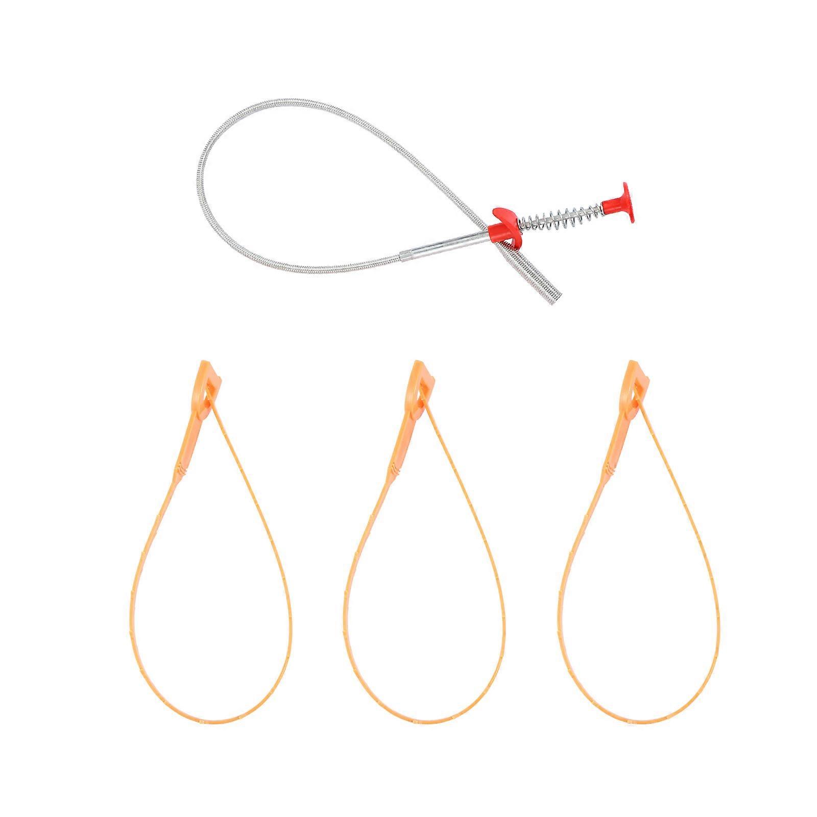 Household Cleaners Tool Drain Remover Assorted Color 52.00X4.00X1.50CM Drain Unclogging 4Pcs