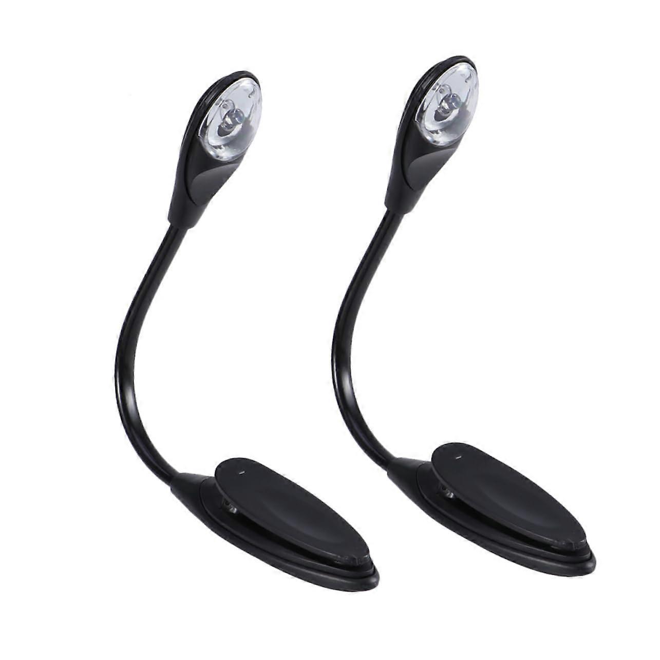 Mini LED Reading Light - 2-Pack Flexible Clip-On Book Light for Night Reading, Travel, and Laptop Use, Black, 25x3cm