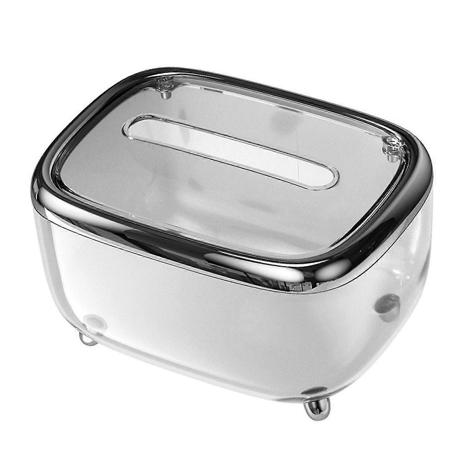 Tissue Box Transparent Napkin Box Simple Creative Storage Box Fixed Lid Paper Organizer Black