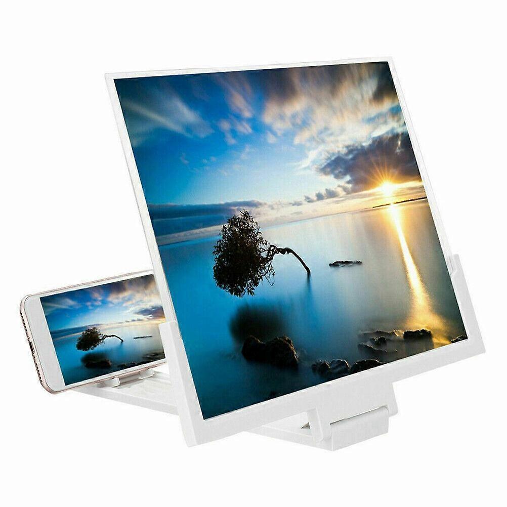 Compact Phone Screen Magnifier with Stand for Smartphones, Lightweight Pull Out Design, White