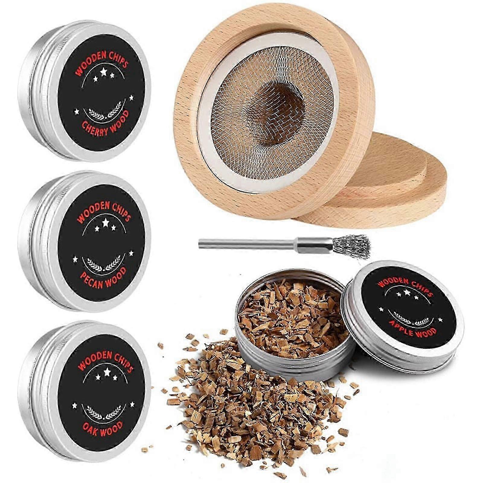 Cocktail smoker torch kit for whiskey with 4 flavored wood chips