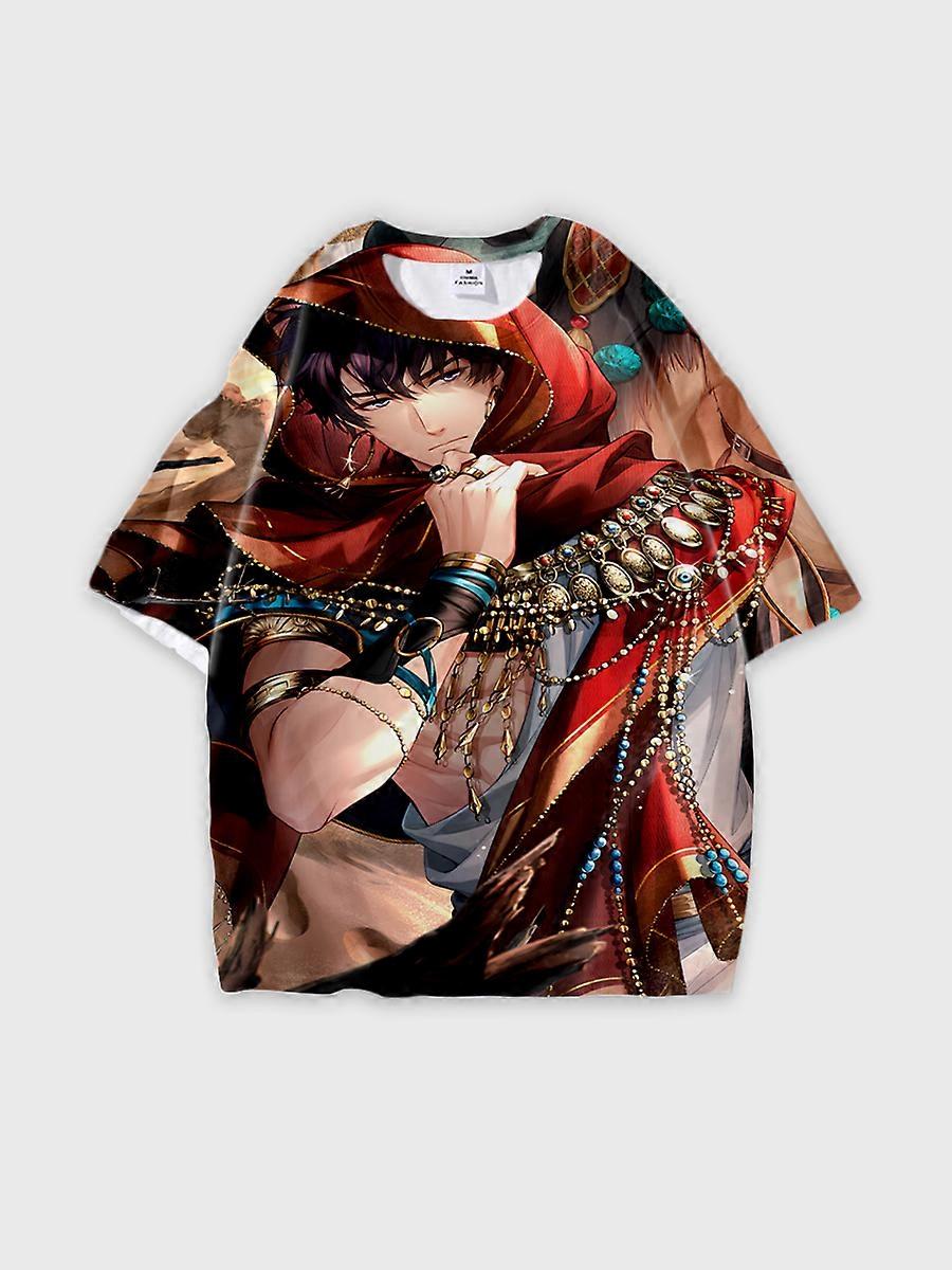 T-shirt round neck Role Pattern loose short sleeve E2174