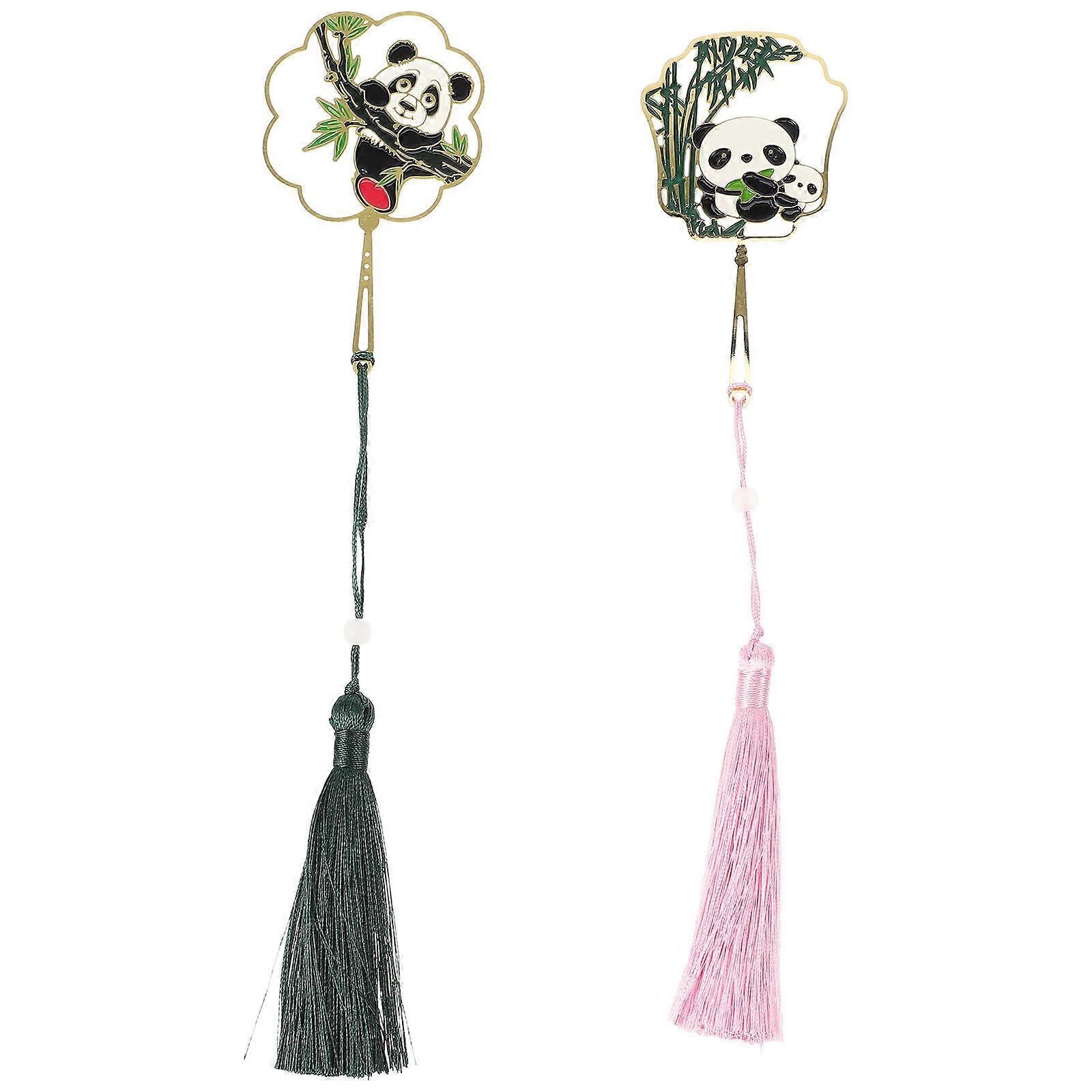Tassel Bookmark 2Pcs Cute Panda Book Marks For Book Assorted Color Page Marking Purpose