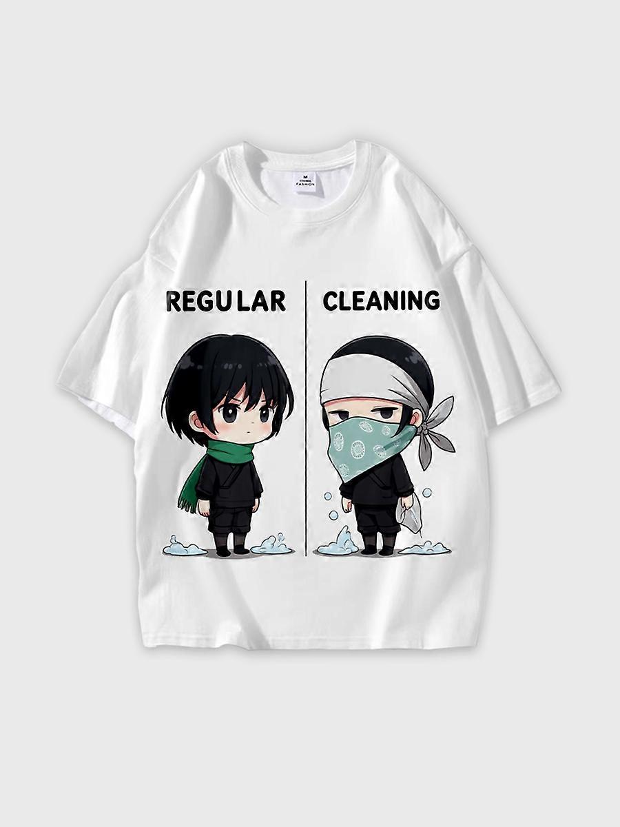 T-shirt round neck book Characters Pattern loose short sleeve P2444
