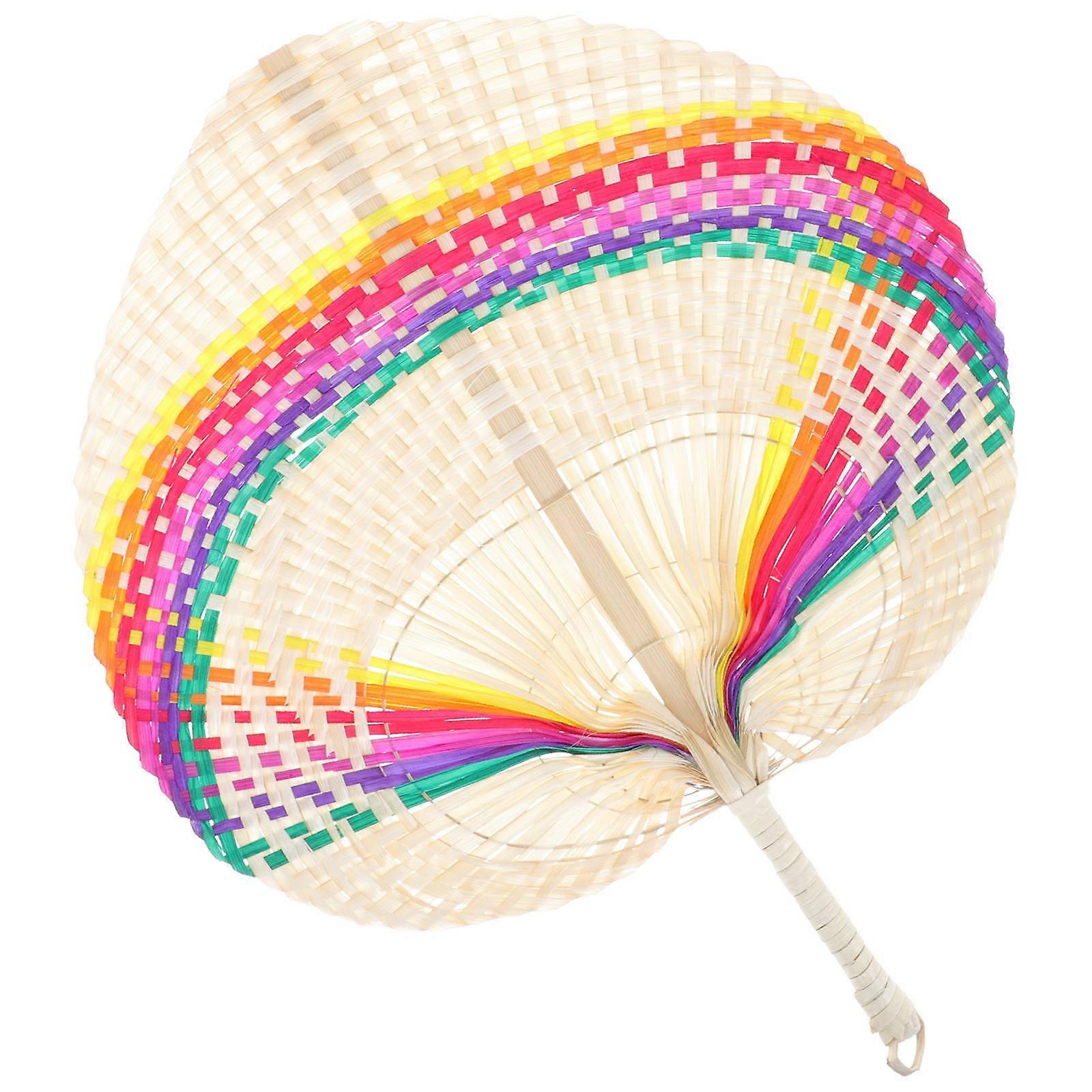 Handmade Woven Rainbow Fan, Lightweight Vintage Style Decorative Handheld Fan for Summer, Weddings, Home Decor, Dance Props, Chinese Inspired Design