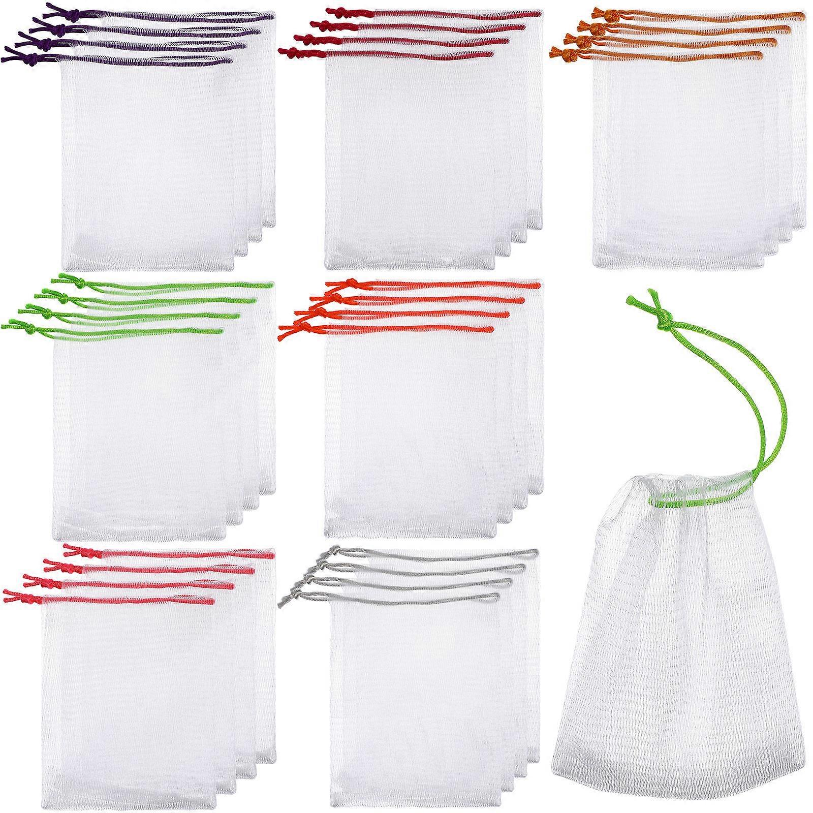 Soap Saver Bags with Drawstring for Shower Use Made of Nylon White of 40 Pieces