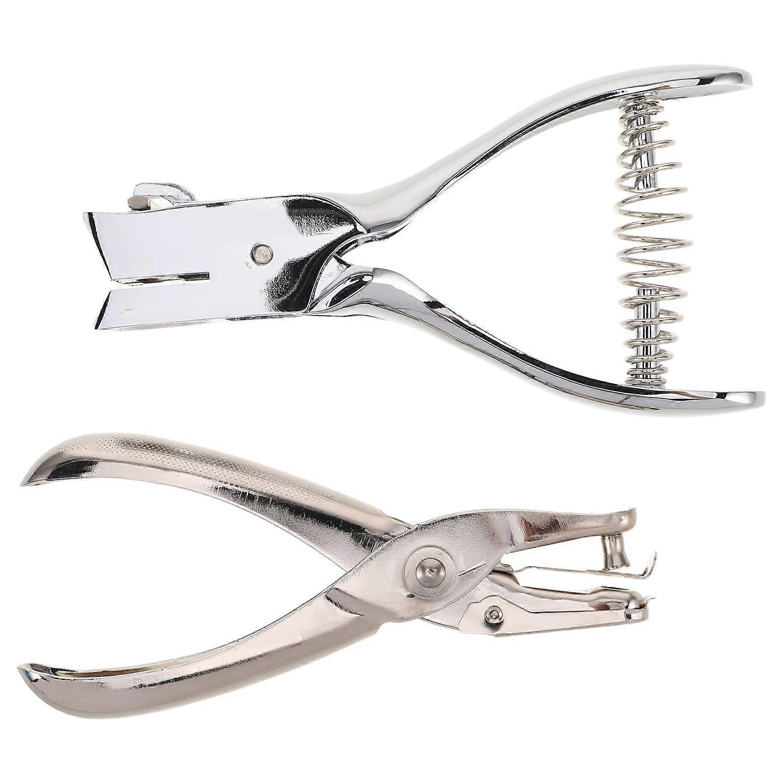 Paper Punch Oval Single Hole Puncher For Office Use Manual Operation Heavy Duty Metal Tool For Document Organization 2Pcs