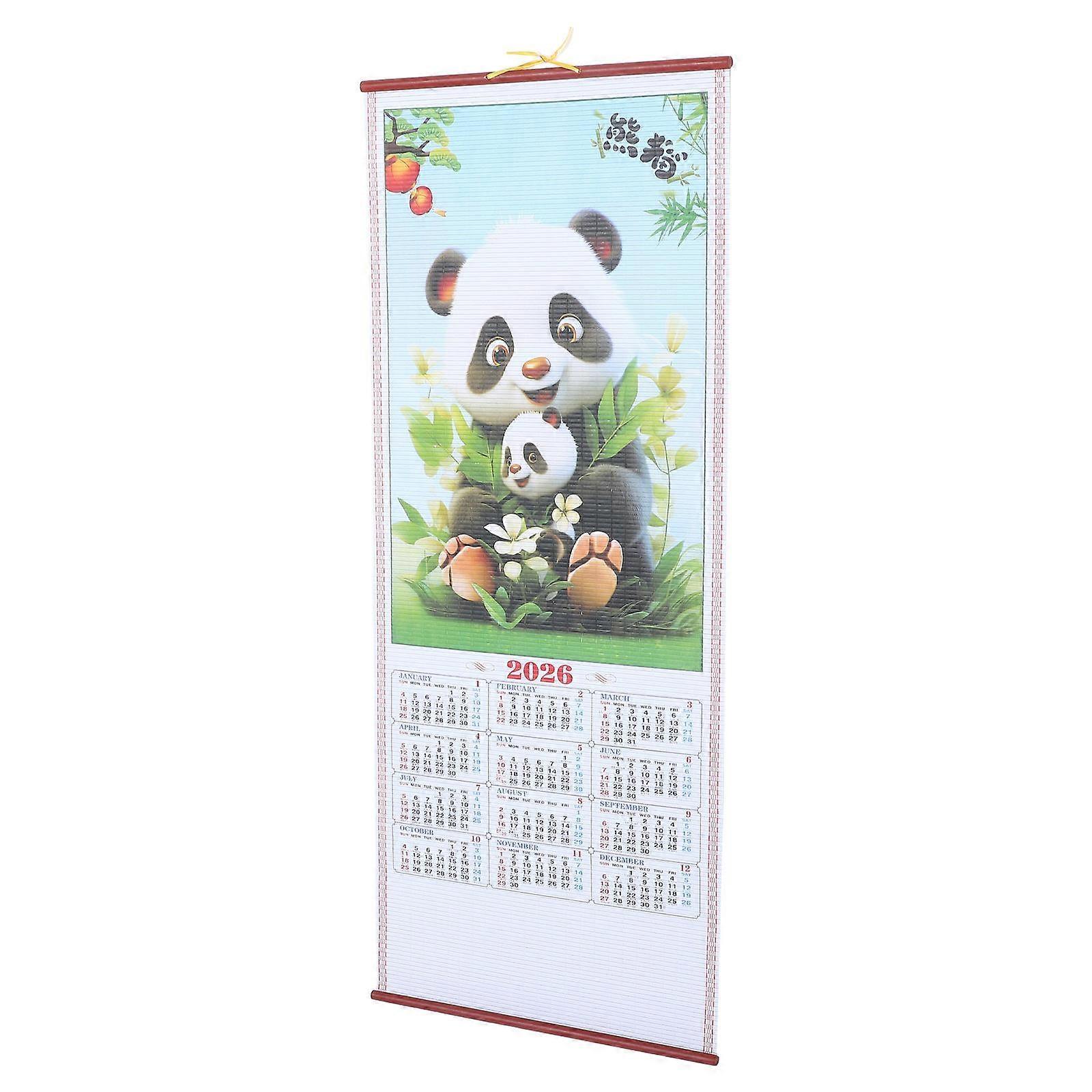 Horse Year Faux Rattan Wall Scroll Lunar Calendar Traditional Chinese Spring Festival Home Decoration