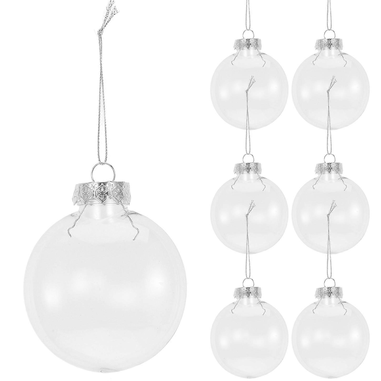 Clear Plastic Christmas Ball Ornaments – 6pcs Flat Round Fillable Baubles for Trees, DIY Holiday Decorations, Transparent Sphere Balls
