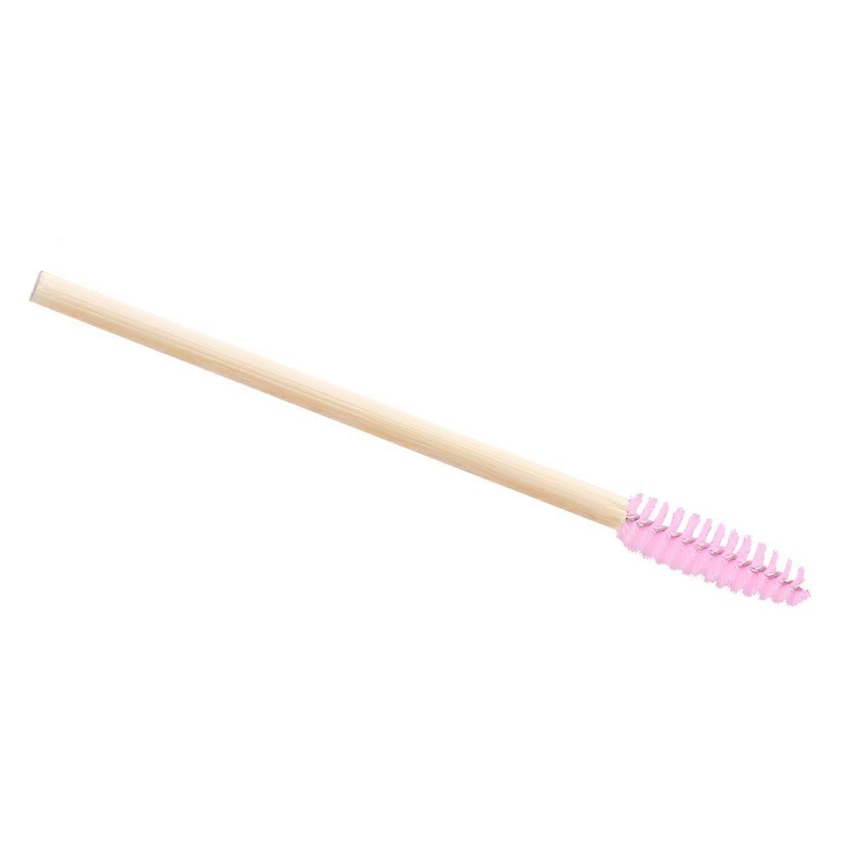 Disposable Eyebrow Combs with Bamboo Handle for Salon Home Use Pink Polyester 20pcs