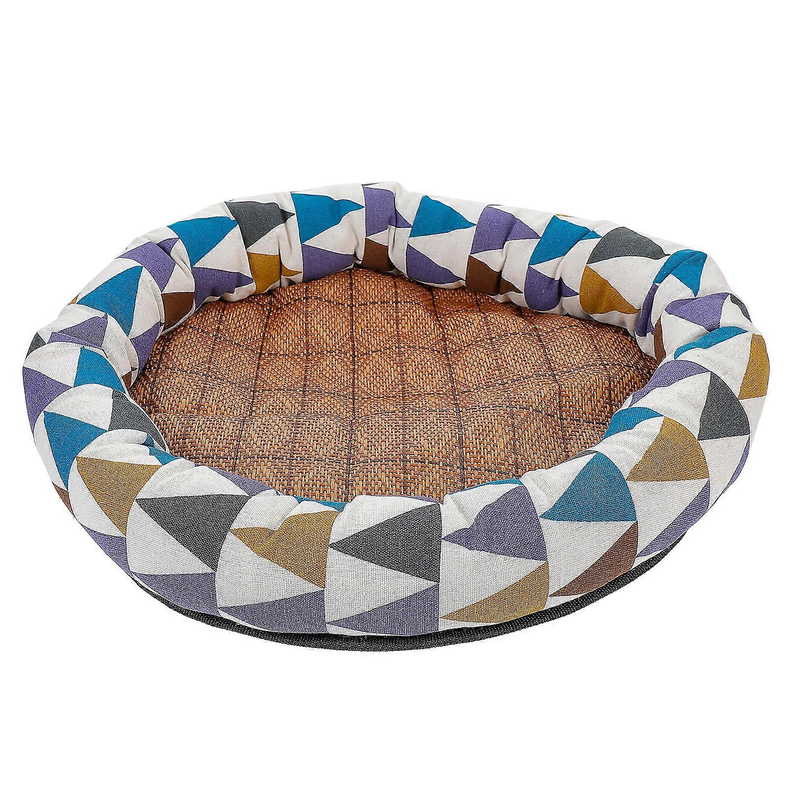 Cat Sleep Mat Pet Sleeping Mat Rattan Mat Design Pet Bed Pad Pets 40.00X40.00X6.50CM Comfortable Sleep 1Pcs