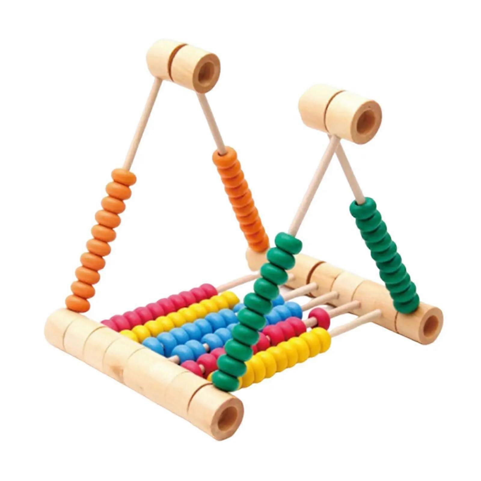 Abacus, Math Learning Tool, Chinese Abacus, 1 x Educational Wooden Abacus Frame with Multicolored Beads for Nursery Learning Abacus Educational Tool