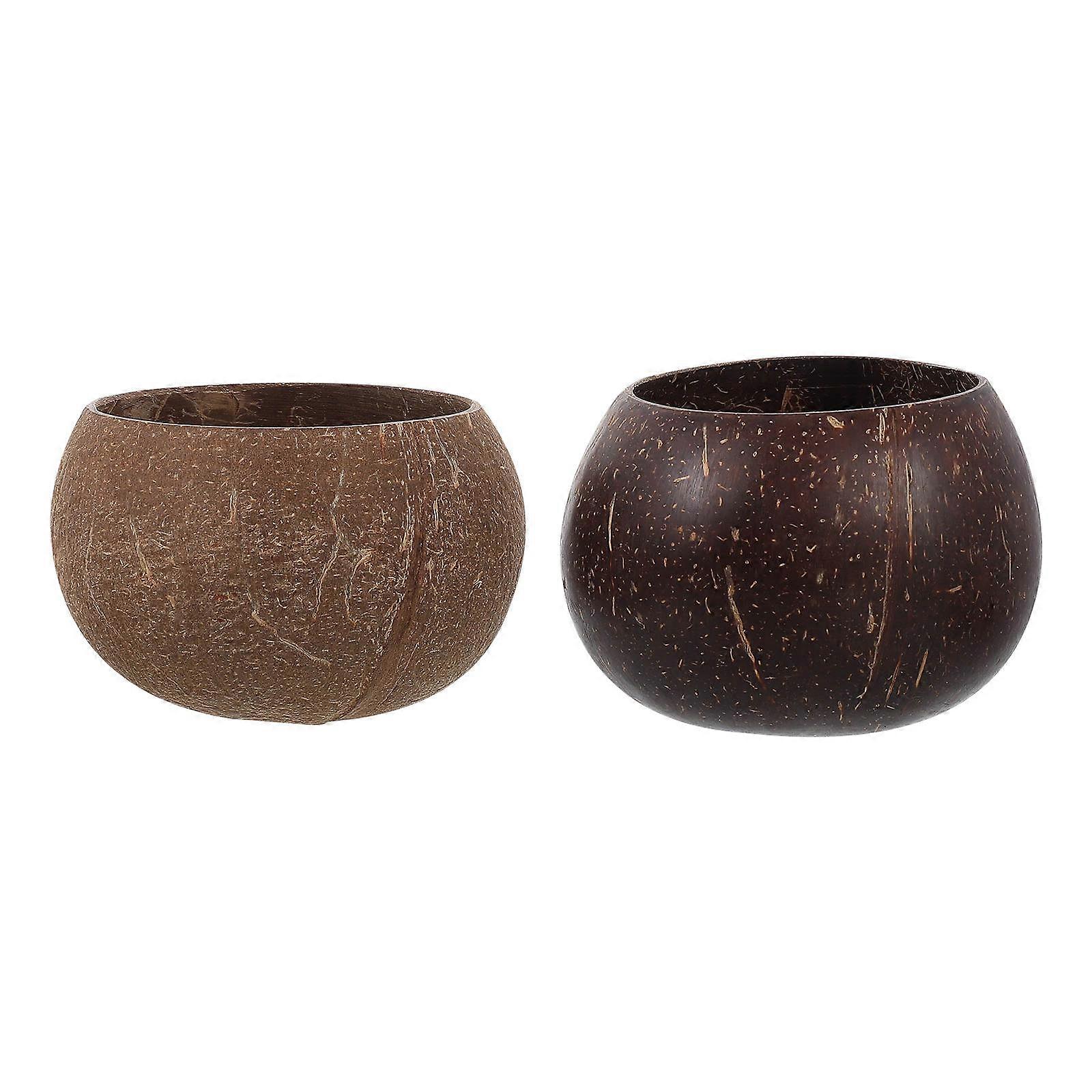 Natural Coconut Bowls Natural Finish Khaki 3.9×3.9×2.8in DIY Candle Making 2Pcs