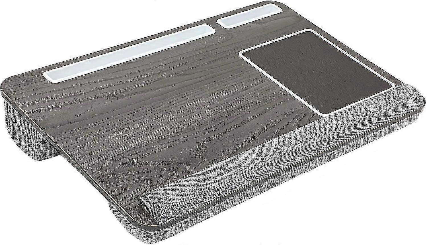 Laptop Tray with Built-in Cushion, Mouse Pad & Wrist Rest for Laptops up to 17 - Multifunctional Desk Stand with Tablet, Pen & Phone Holder