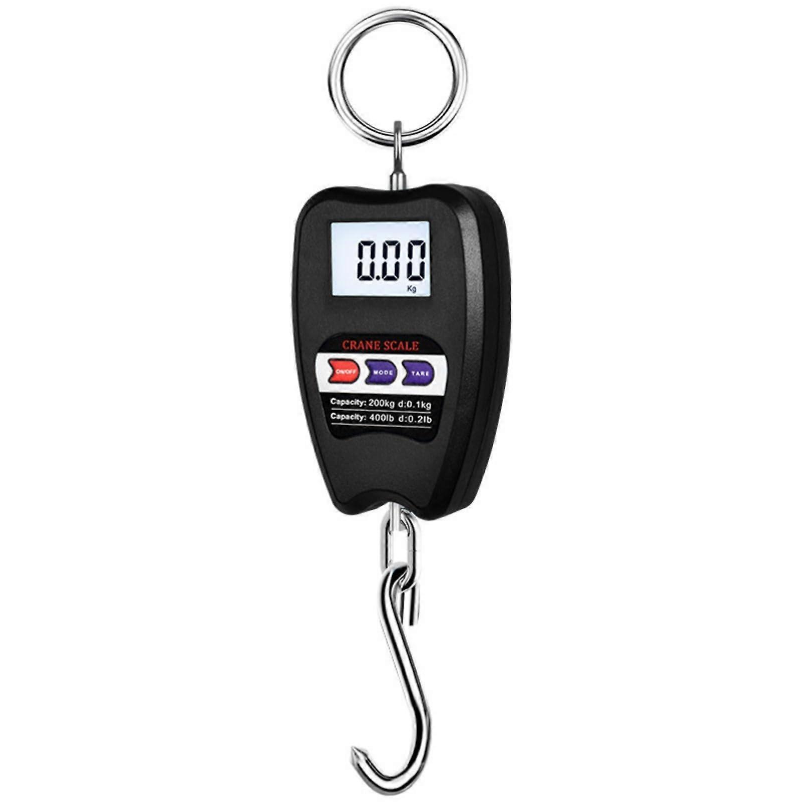High-Precision 200 Kg Capacity Portable Digital Hanging Scale with LCD Display for Warehouse Use, Black