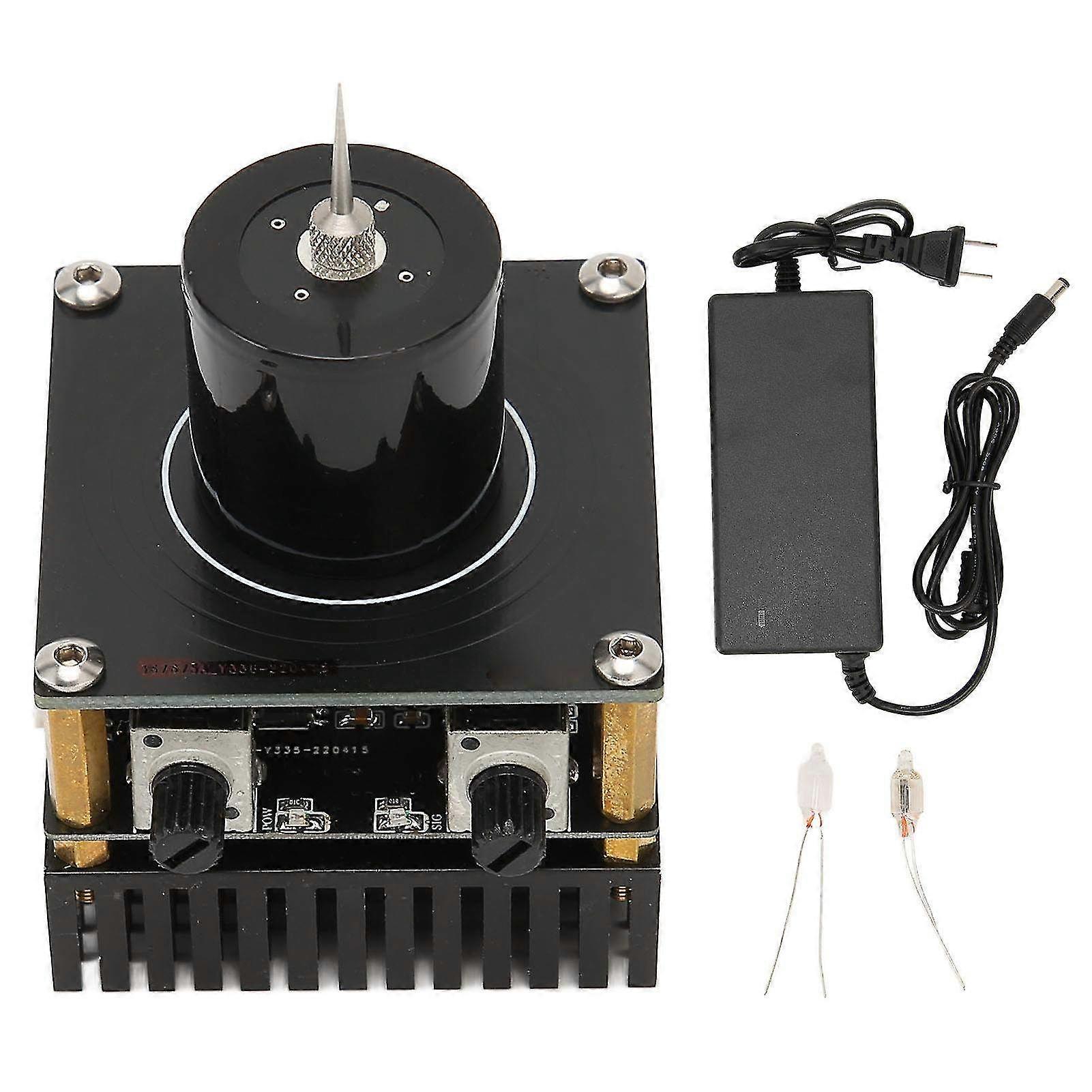 Tesla Coil Desktop Toy Plasma Speaker Arc Generator - Wireless Transmission Teaching Model with 100-240V US Plug for Experimental Demonstrat