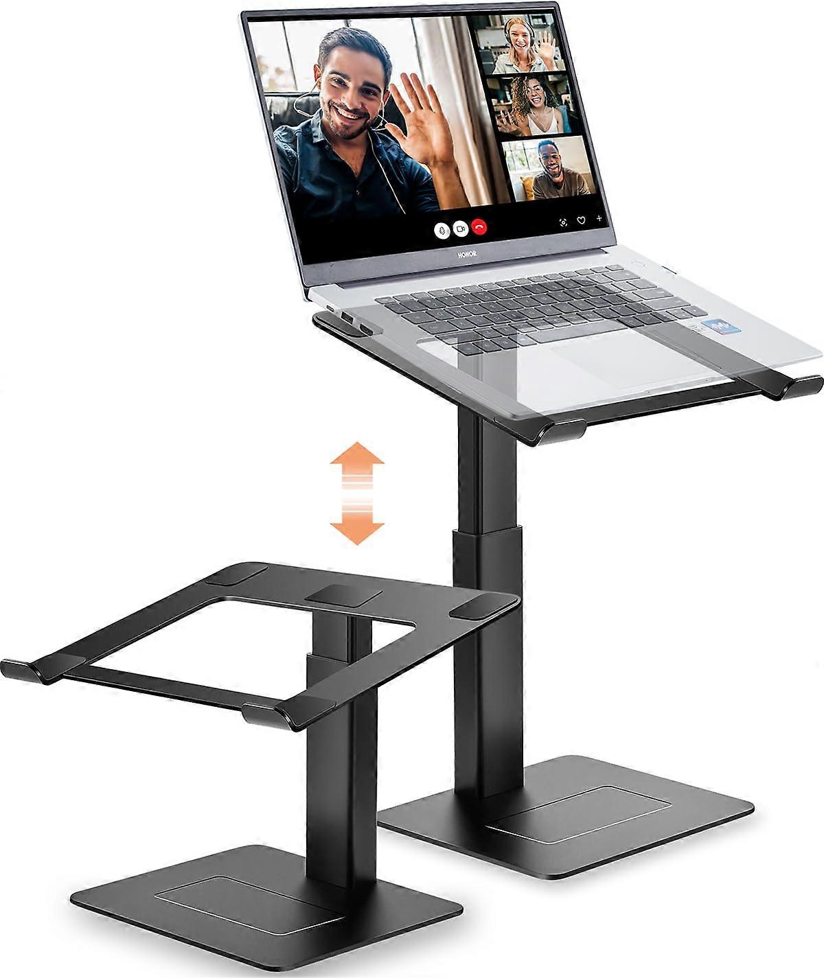 Laptop Stand Height Adjustable for Desk, Compact DJ Laptop Stand for 13-16.5 Inch Notebooks, Compatible with MacBook, Black