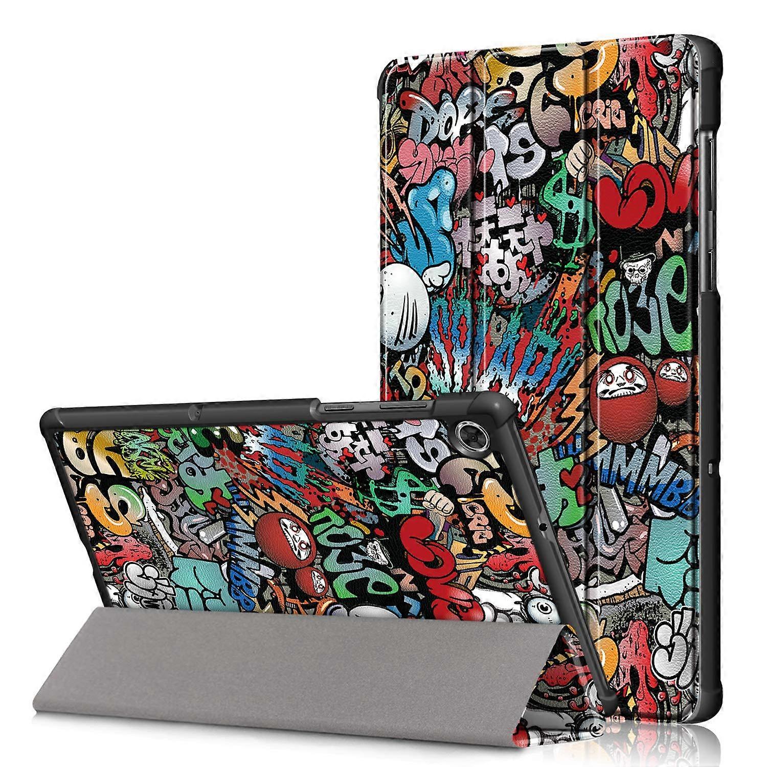 Protective Case for Lenovo Tab M10 FHD Plus 10.3 Inch Tablet TB-X606F TB-X606X with Auto Sleep/Wake Stand Graffiti Design
