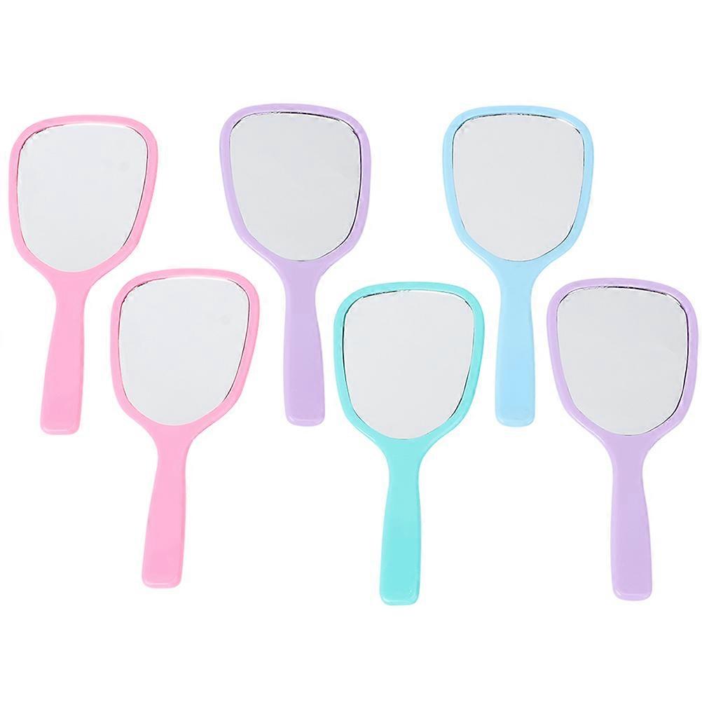 Durable Handheld Makeup Mirror in Assorted Colors Made of for Travel and Everyday Use 6 Pieces