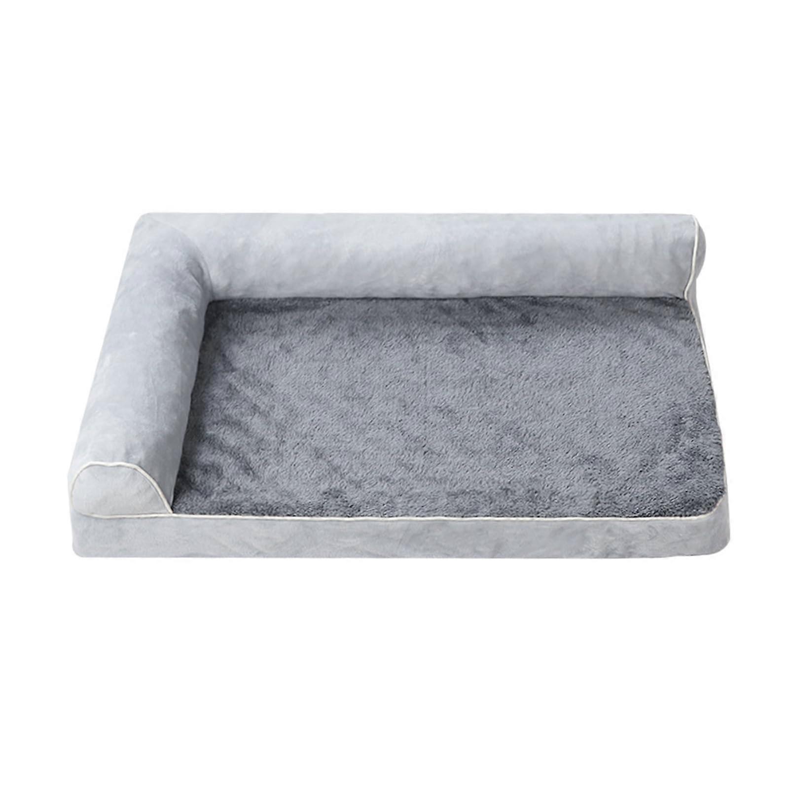 Pet sofa for small dogs with double headrest, egg crate, foam, washable, couch, bed, nonslip dog sleeping cushion M light gray