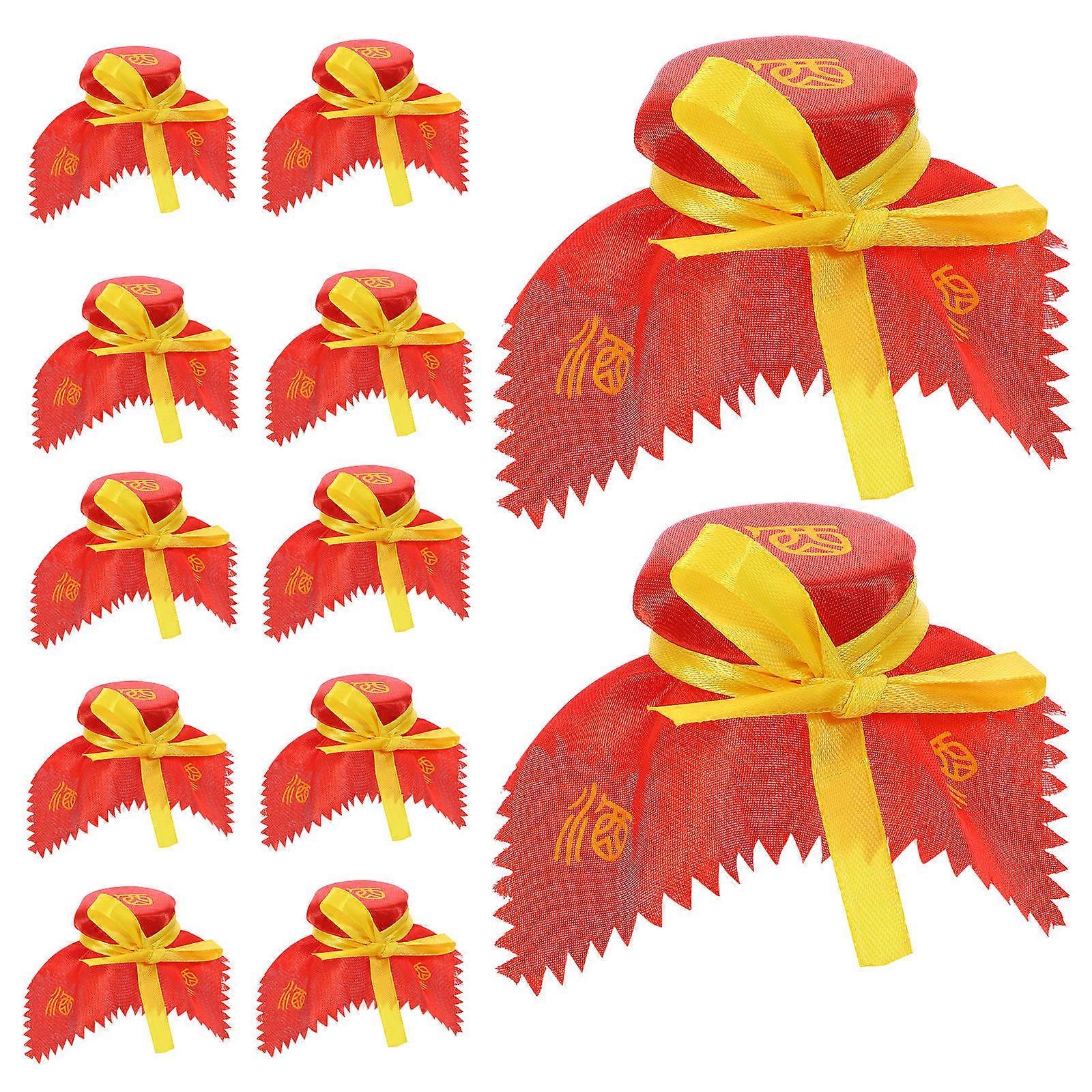 10Pcs Wine Jar Fabric Covers Decorative Retro For Home Decoration Red Cloth Lids
