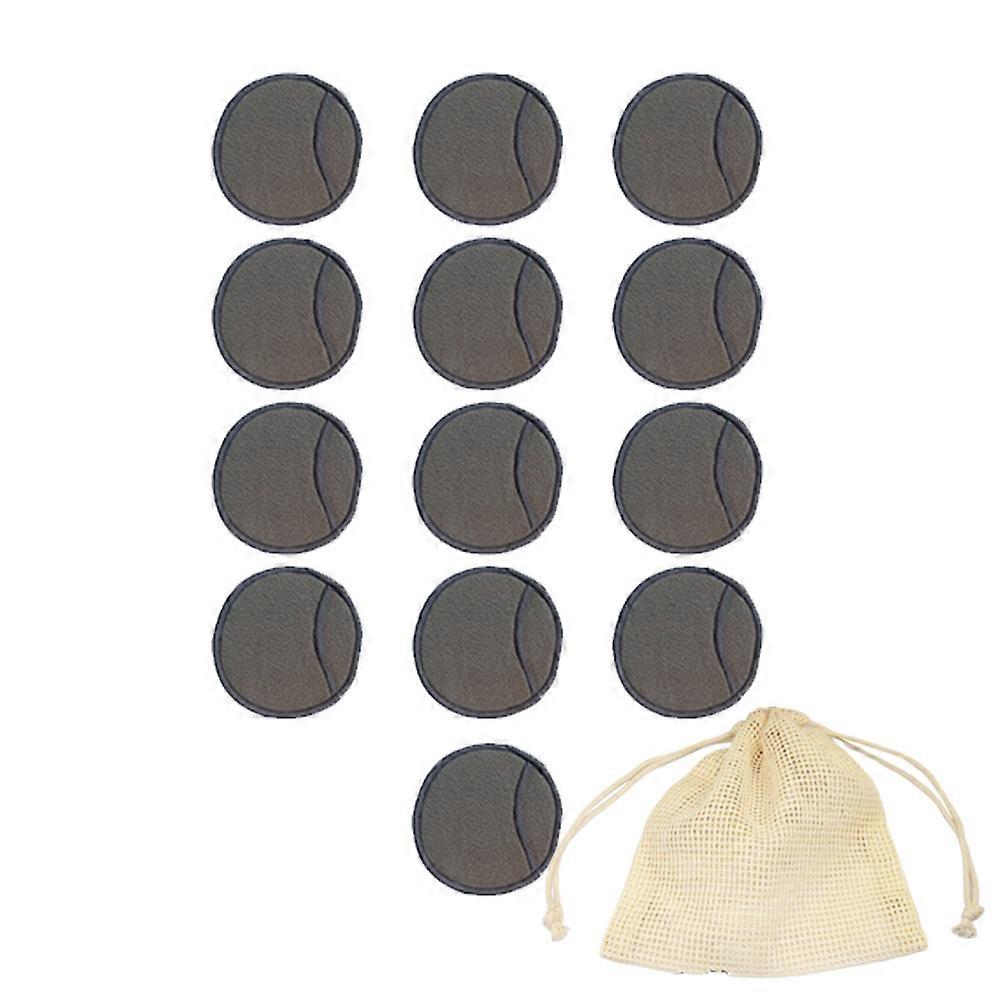 14Pcs Black Bamboo Fiber Cleansing Pads For Women Daily Use Round Reusable Makeup Removal