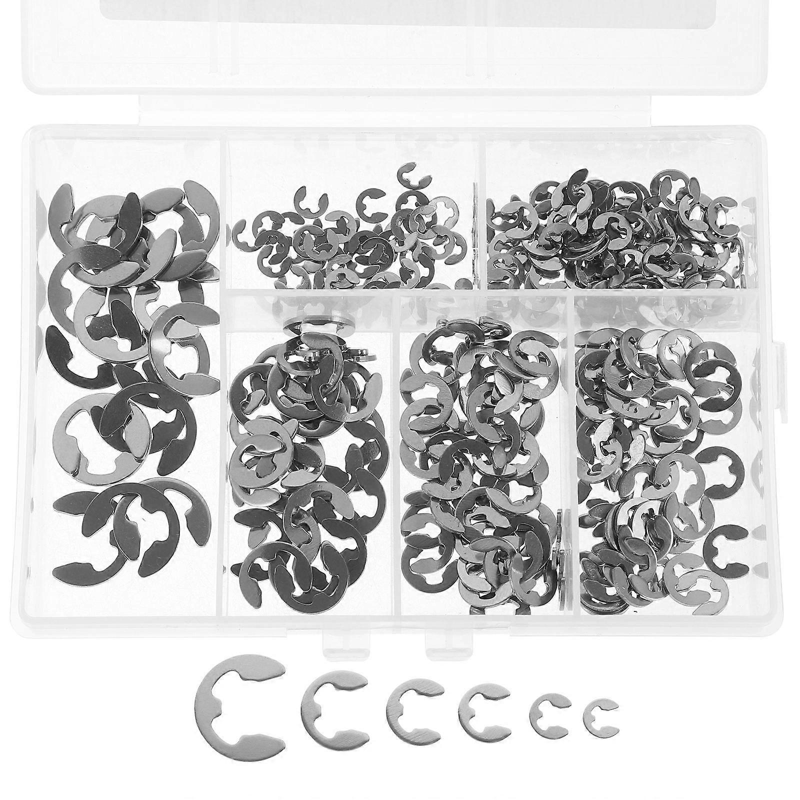 Split Ring Washer E-Type Circlip Assortment 300 Pcs Suitable For Indoor Use M4 Silver Shaft Groove Fixing