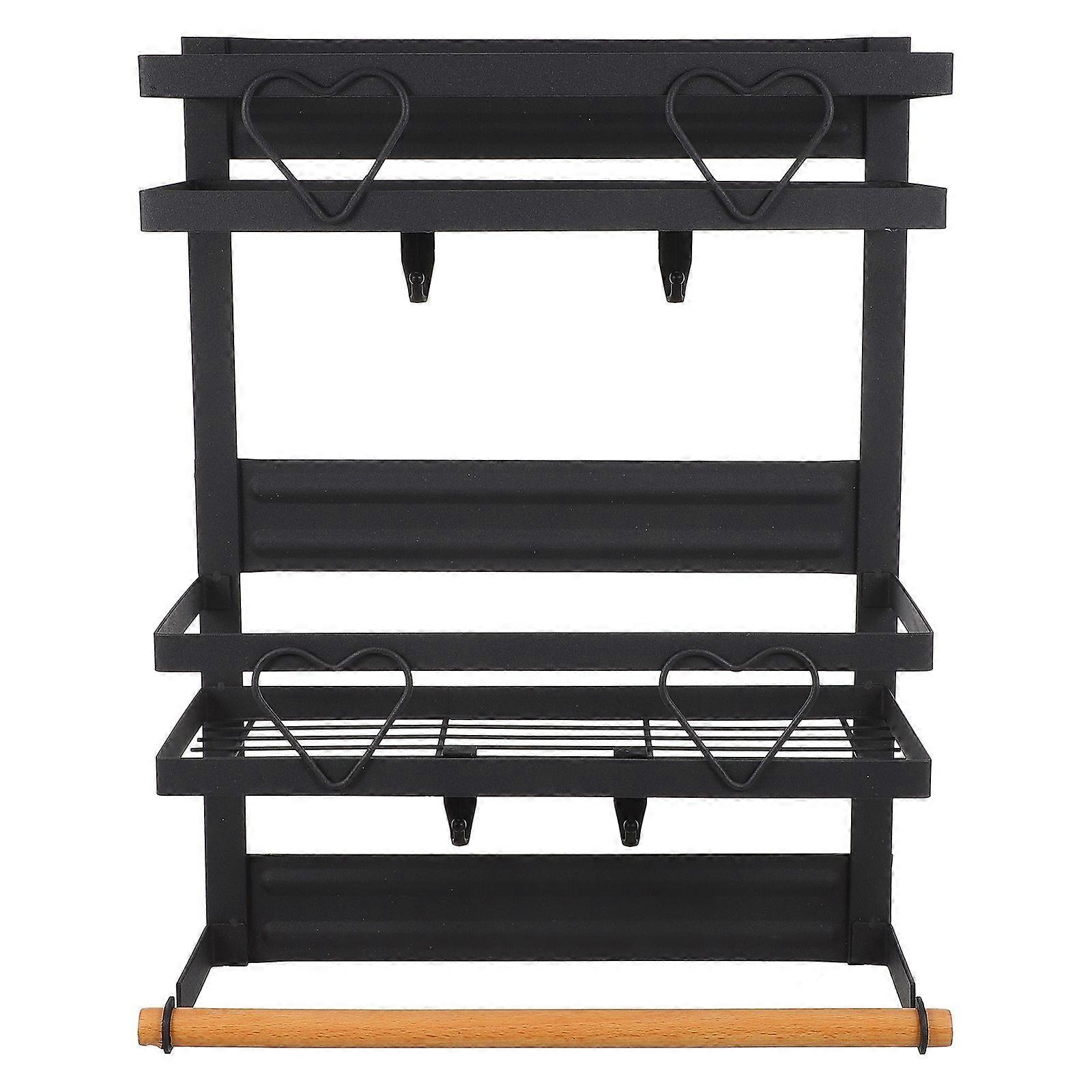 Wall Mounted Refrigerator Side Storage Rack 1Pack With Iron Baking Paint Process In Black Color For Occasions
