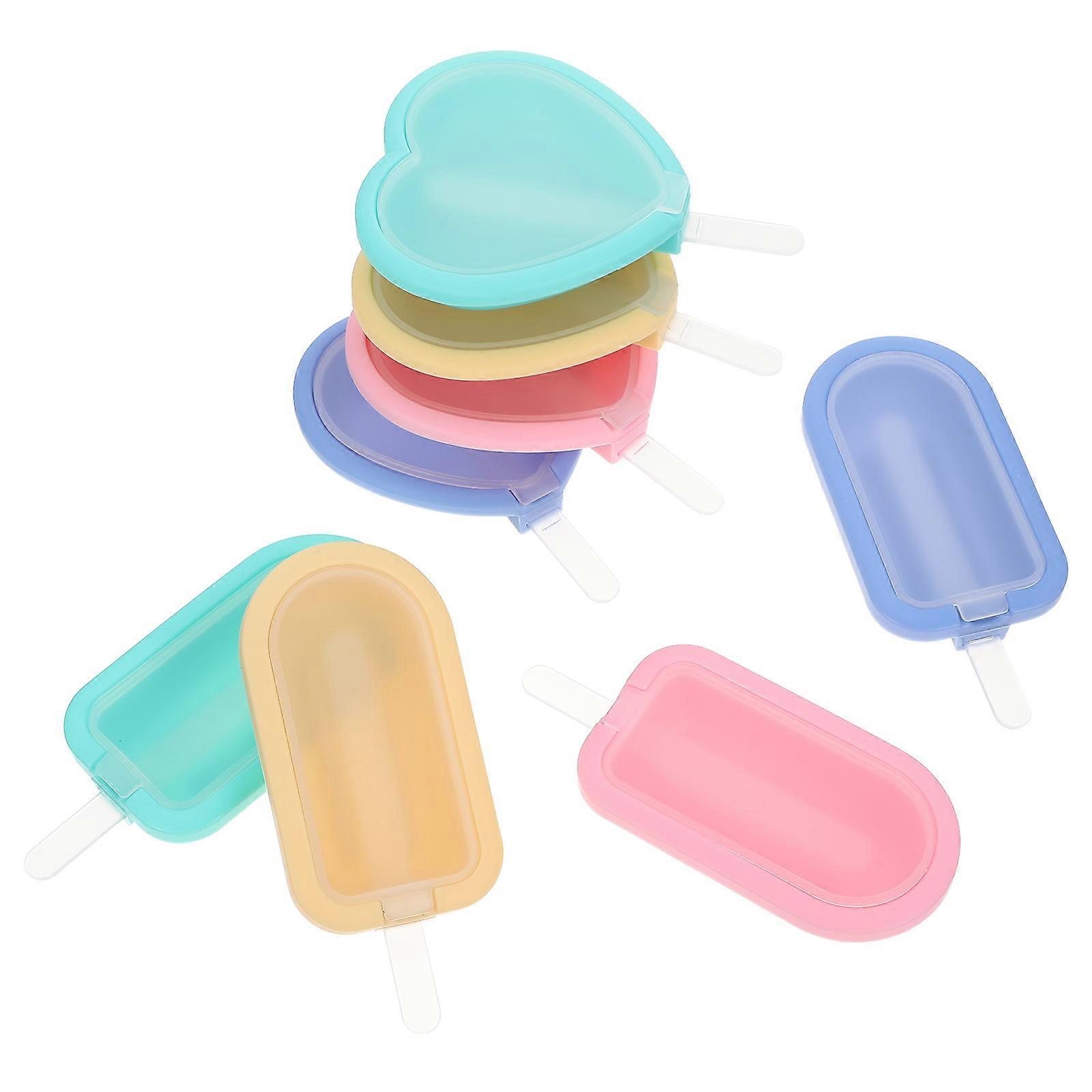 Silicone Moulds 8Pcs Ice Cream Maker Assorted Color Heart Shape Ideal For Summer DIY Activities