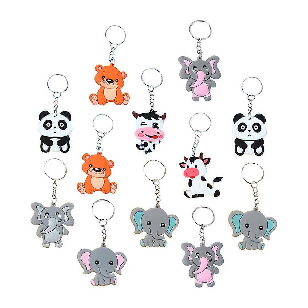 Adorable Animal Keychain 12Pcs Decorative Keychains for Children Bag Pendants