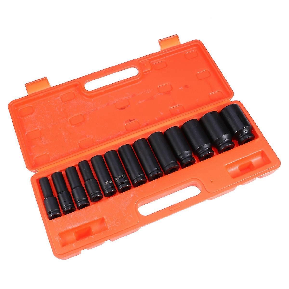 13pcs Car Tire Protection Sleeves Wall Nut Steel Wheel Socket Car Sleeve Hand Tool Kit (Black)