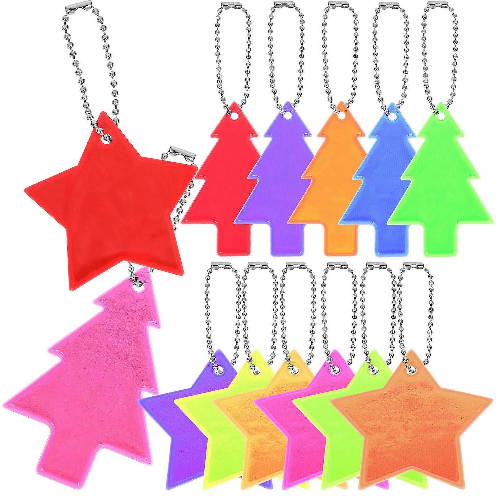 PVC Reflective Pendants For Children's Backpack Tree Shaped Assorted Color With High-Intensity Reflection 13Pcs